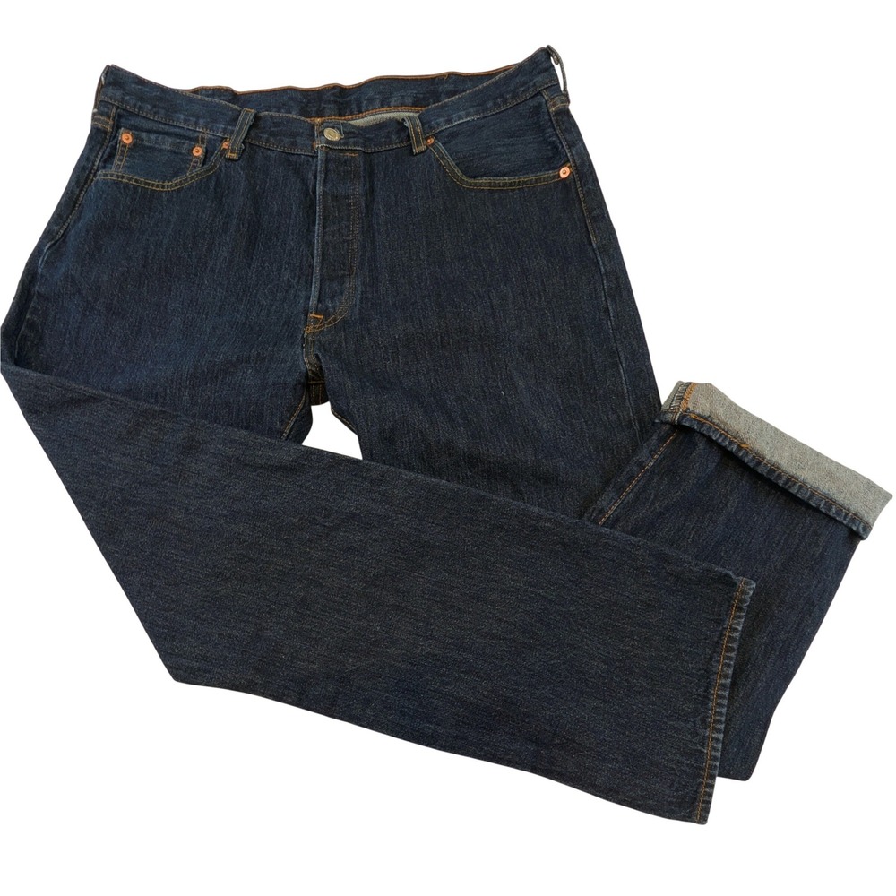 Levis 501 Original Fit Mens Jeans Dark Indigo Blue Button Fly 38x32 00501-0115